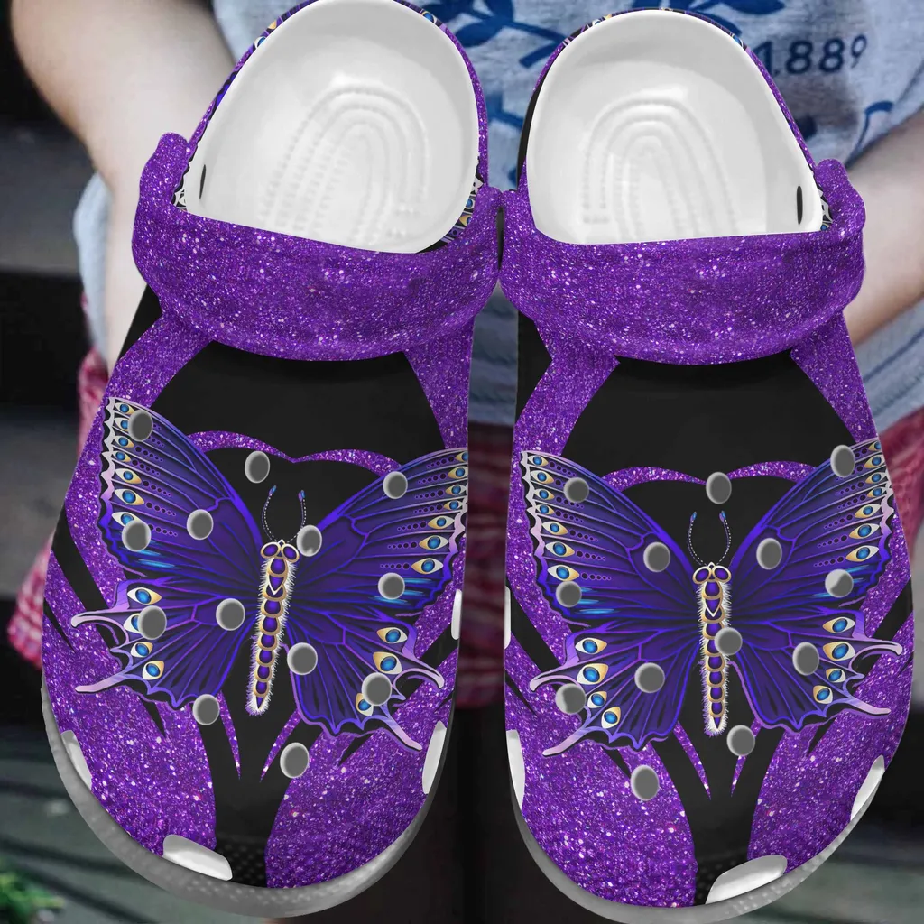 Purple Bling Butterfly Croc