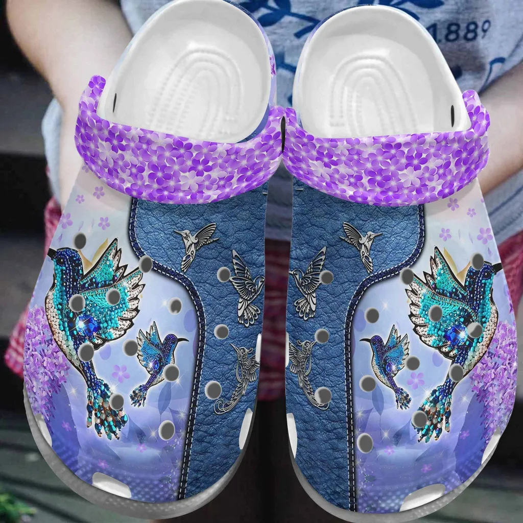 Purple Hummingbird Twinkle Crocs