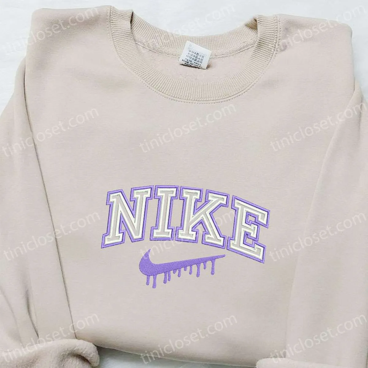 Purple Line Nike Logo Embroidered Shirt, Nike Inspired Embroidered Hoodie, Best Gift Ideas For Family