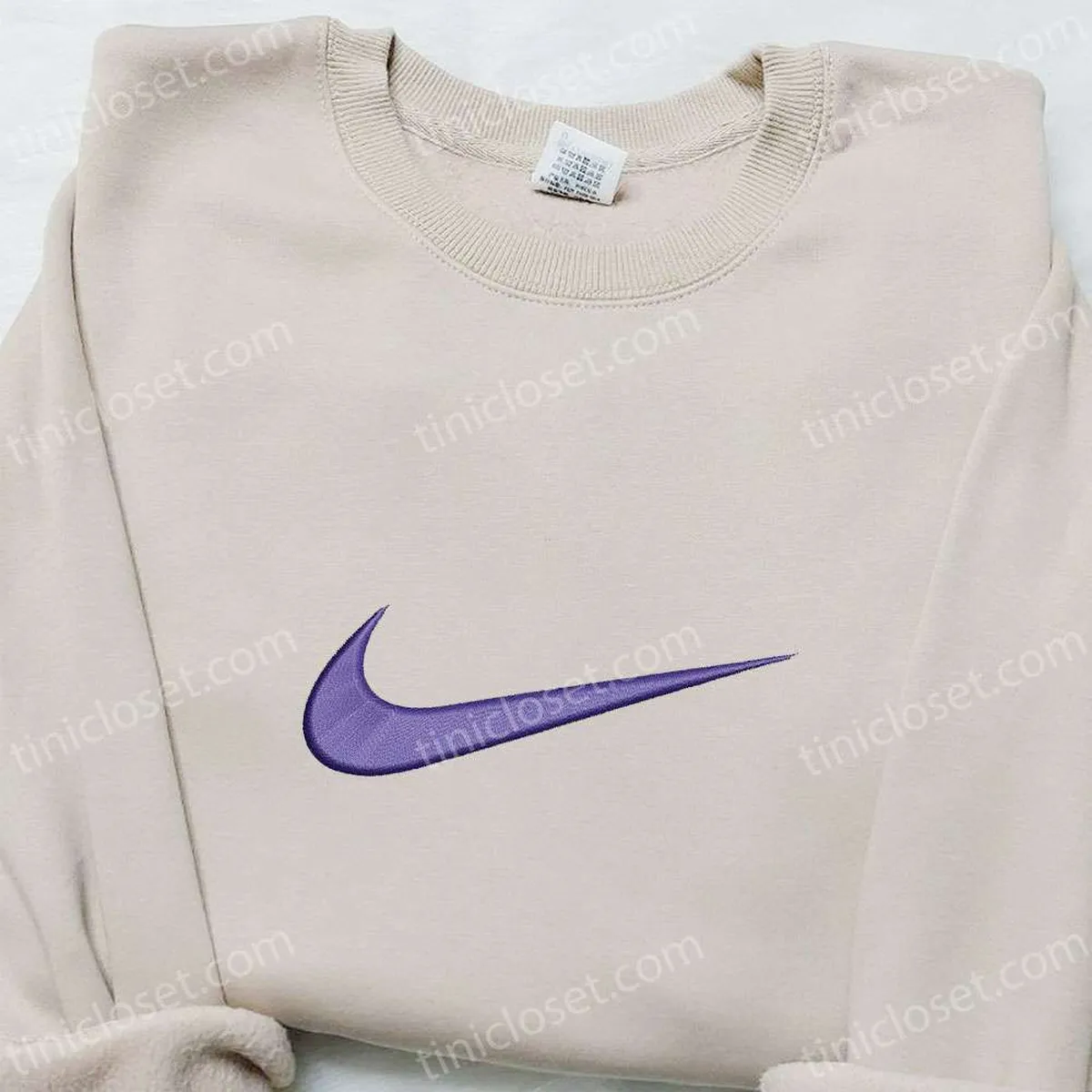 Purple Nike Swoosh Embroidered Shirt, Nike Inspired Embroidered Hoodie, Best Gifts For Family