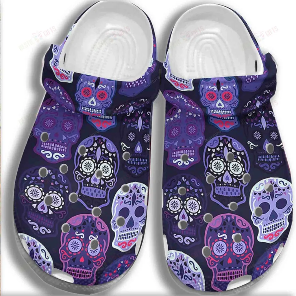 Purple Skull 3D Crocs Classic Clogs