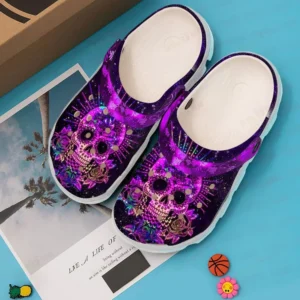 Purple Skull Crocs Classic Clogs