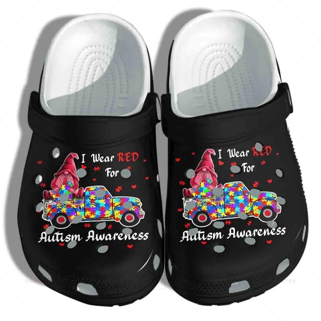 Puzzle Car Gonime Autism Awareness Gnomie Wear Red Gift For Lover Rubber Crocs Clog