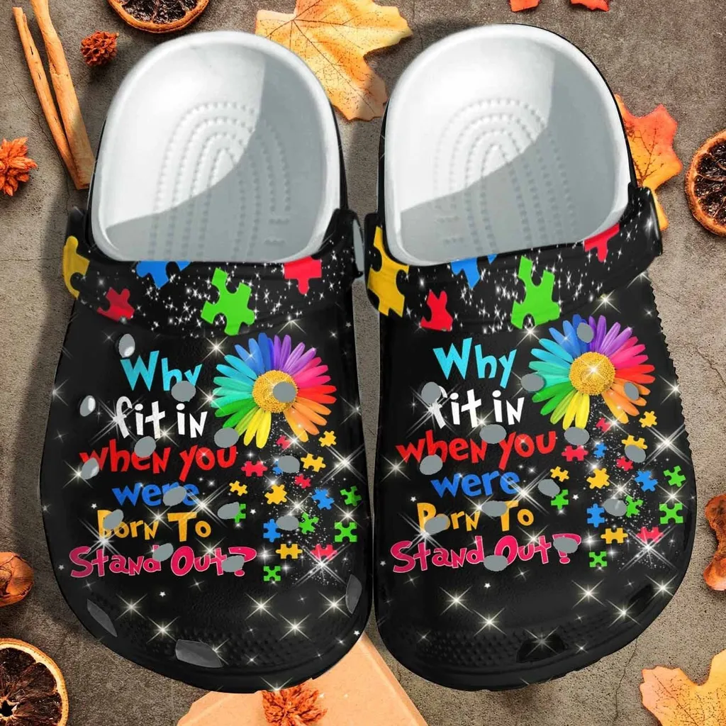 Puzzle Flower Autism Awareness Custom Crocs