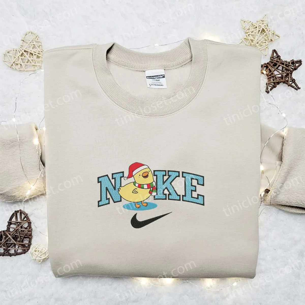 Quacker Duck x Nike Christmas Embroidered Sweatshirt, Cartoon Christmas Embroidered Shirt, Best Christmas Gift Ideas