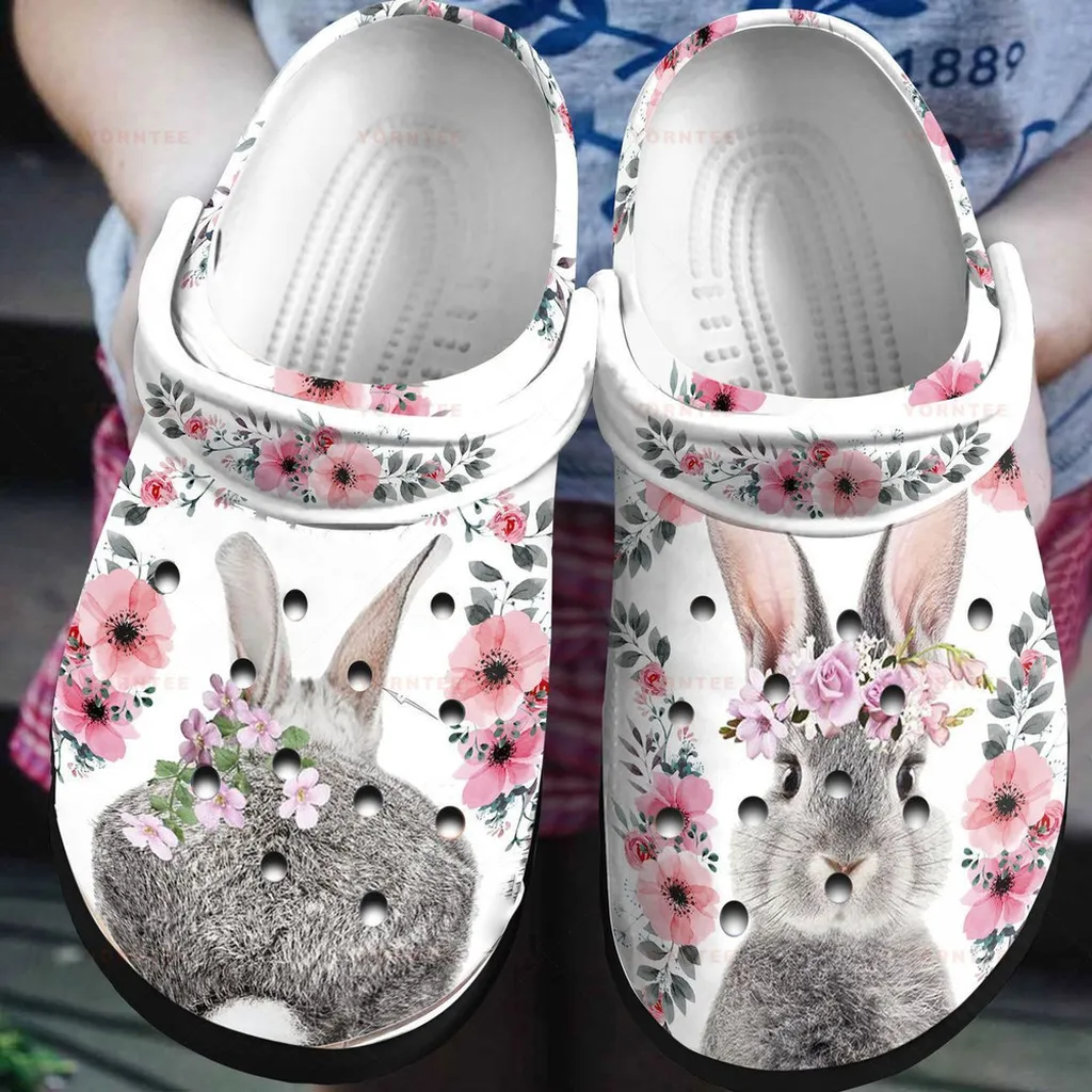 Rabbit Flower Gift For Lover Rubber Crocs Clog