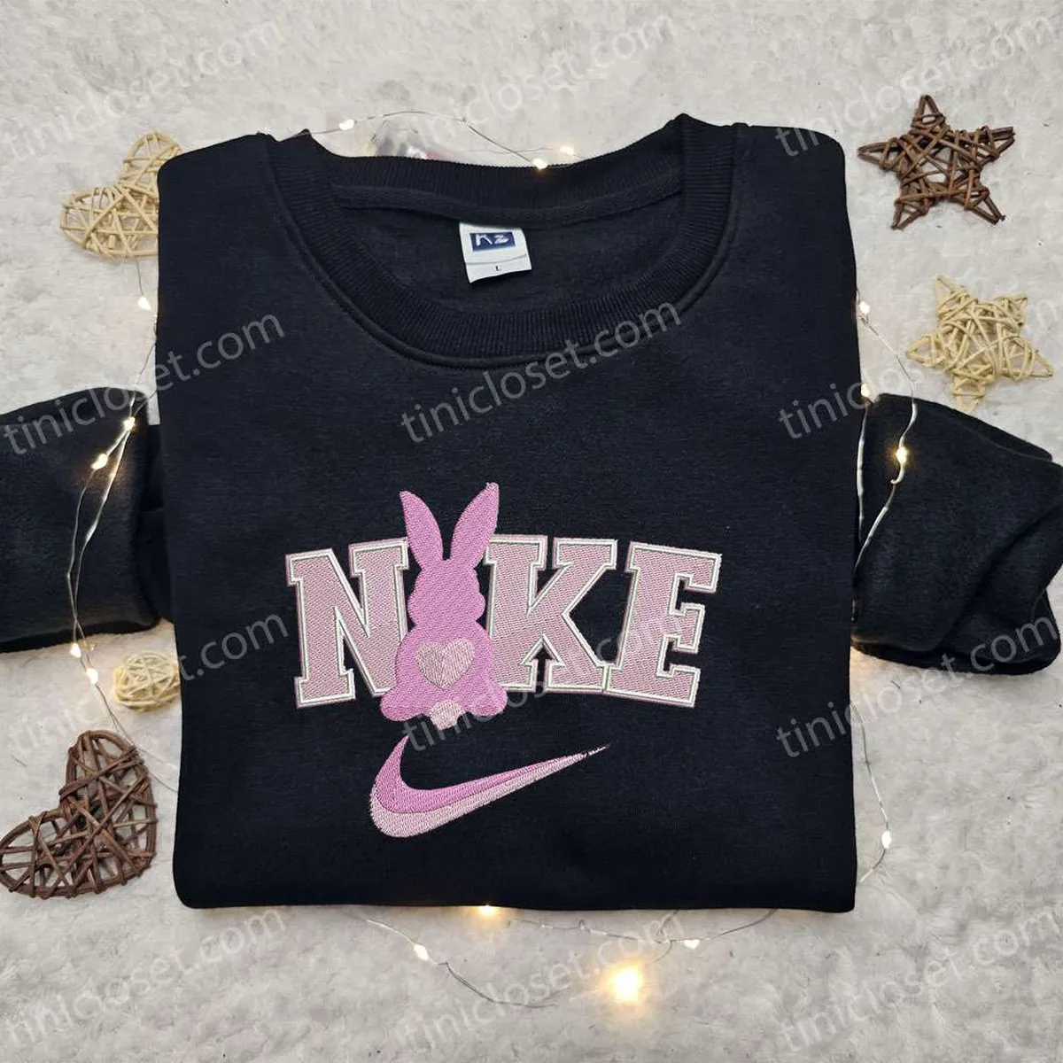 Rabbit x Nike Animal Embroidered Shirt, Nike Inspired Embroidered Hoodie, Custom Nike Embroidered T-shirt