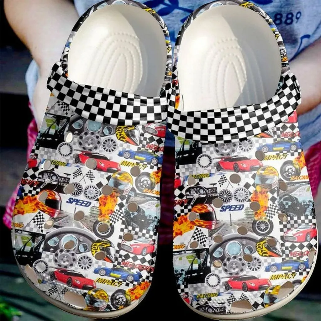 Racing Car 102 Gift For Lover Rubber Crocs Clog