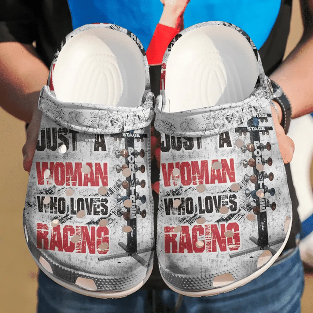 Racing Just A Girl Who Loves 102 Gift For Lover Rubber Crocs Clog