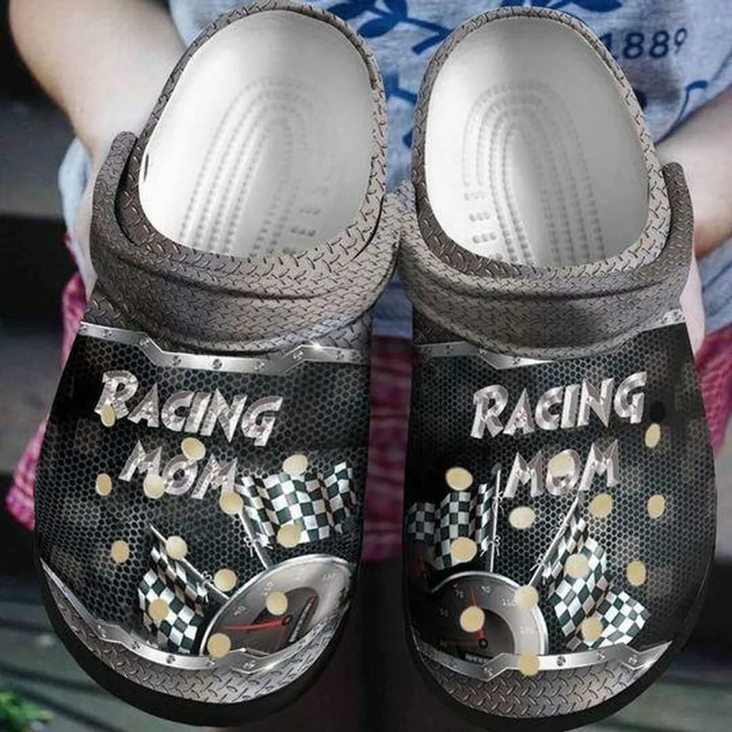 Racing Mom Flag Personalized Gift For Lover Rubber Crocs Clog