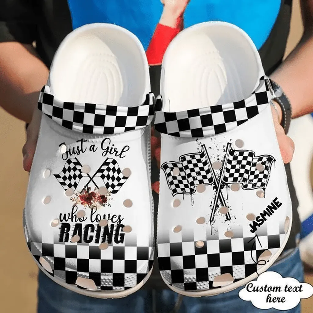 Racing Personalized Just A Girl Who Loves Crocs Classic Clogs