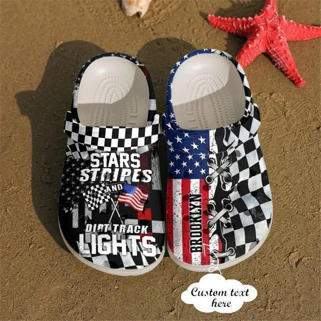 Racing Personalized Star Stripes Crocs Classic Clogs