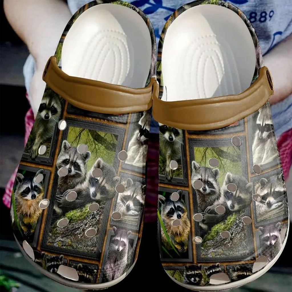 Racoon Pattern 102 Gift For Lover Rubber Crocs Clog