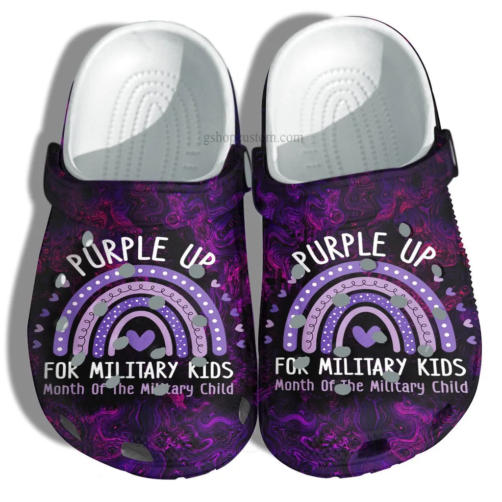 Rainbow Purple Up For Military Kids Crocs