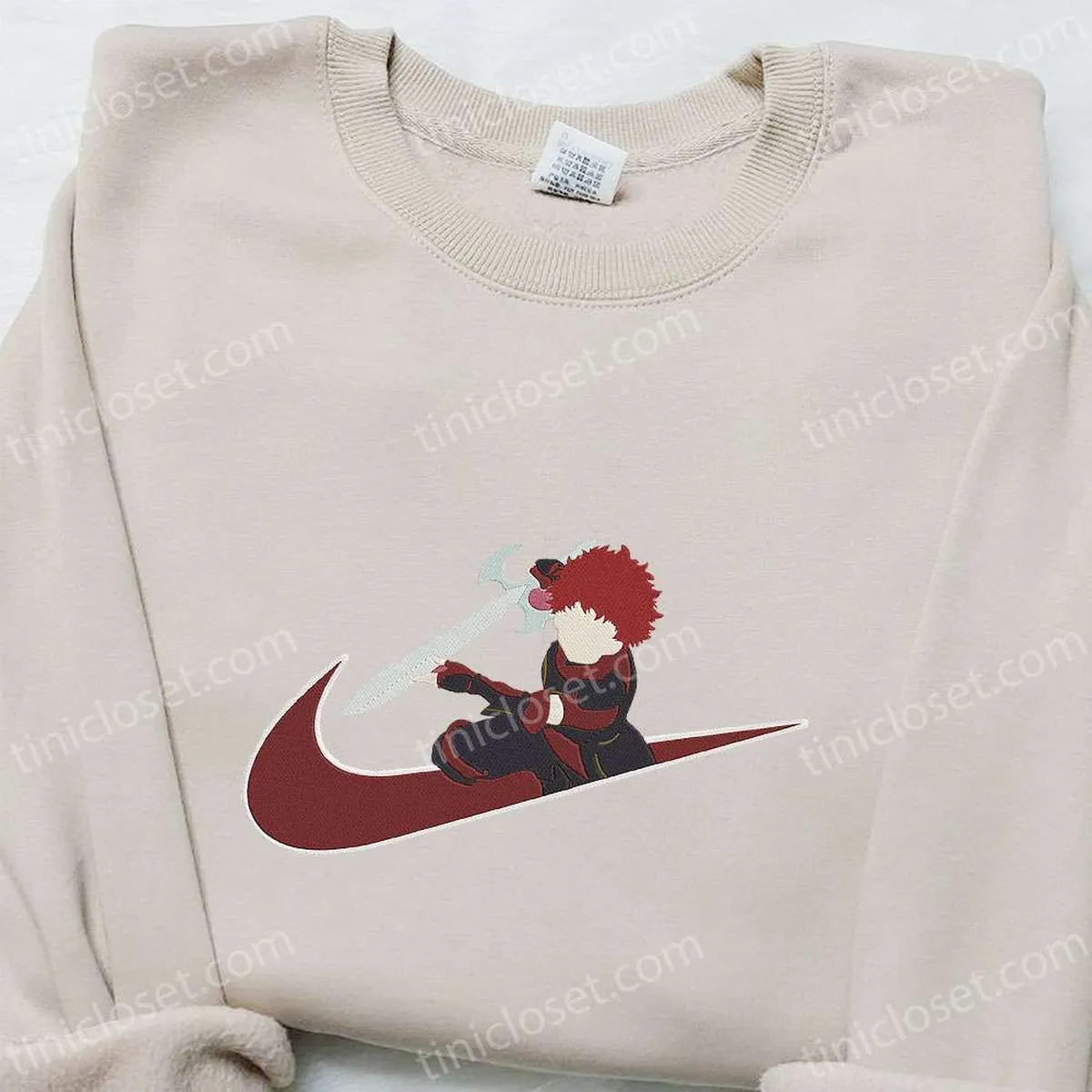 Ranta x Swoosh Anime Embroidered Sweatshirt, Nike Inspired Embroidered Shirt, Nike Inspired Embroidered Shirt