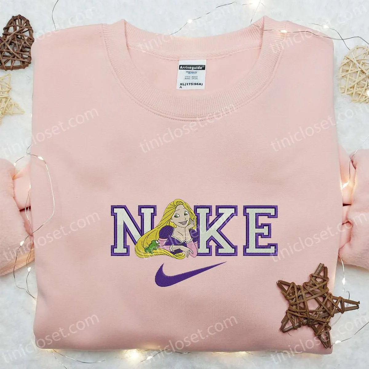 Rapunzel And Pascal x Nike Embroidered Shirt, Disney Tangled Embroidered Hoodie, Nike Inspired Embroidered Sweatshirt