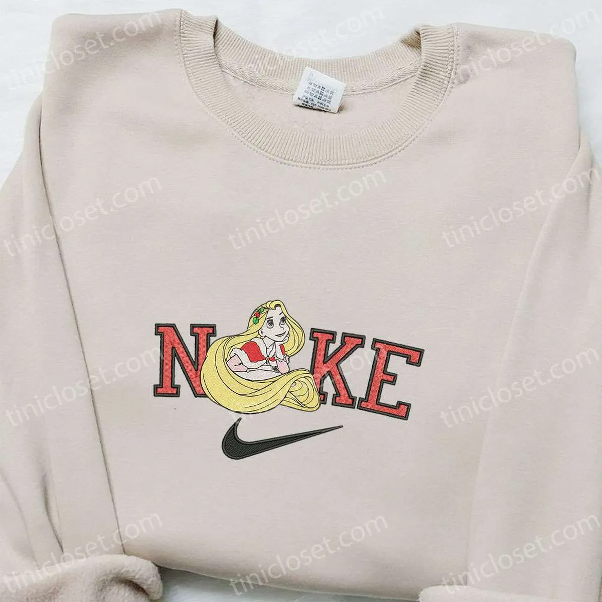 Rapunzel x Nike Christmas Embroidered Sweatshirt, Cartoon Christmas Embroidered Shirt, Best Christmas Gift Ideas