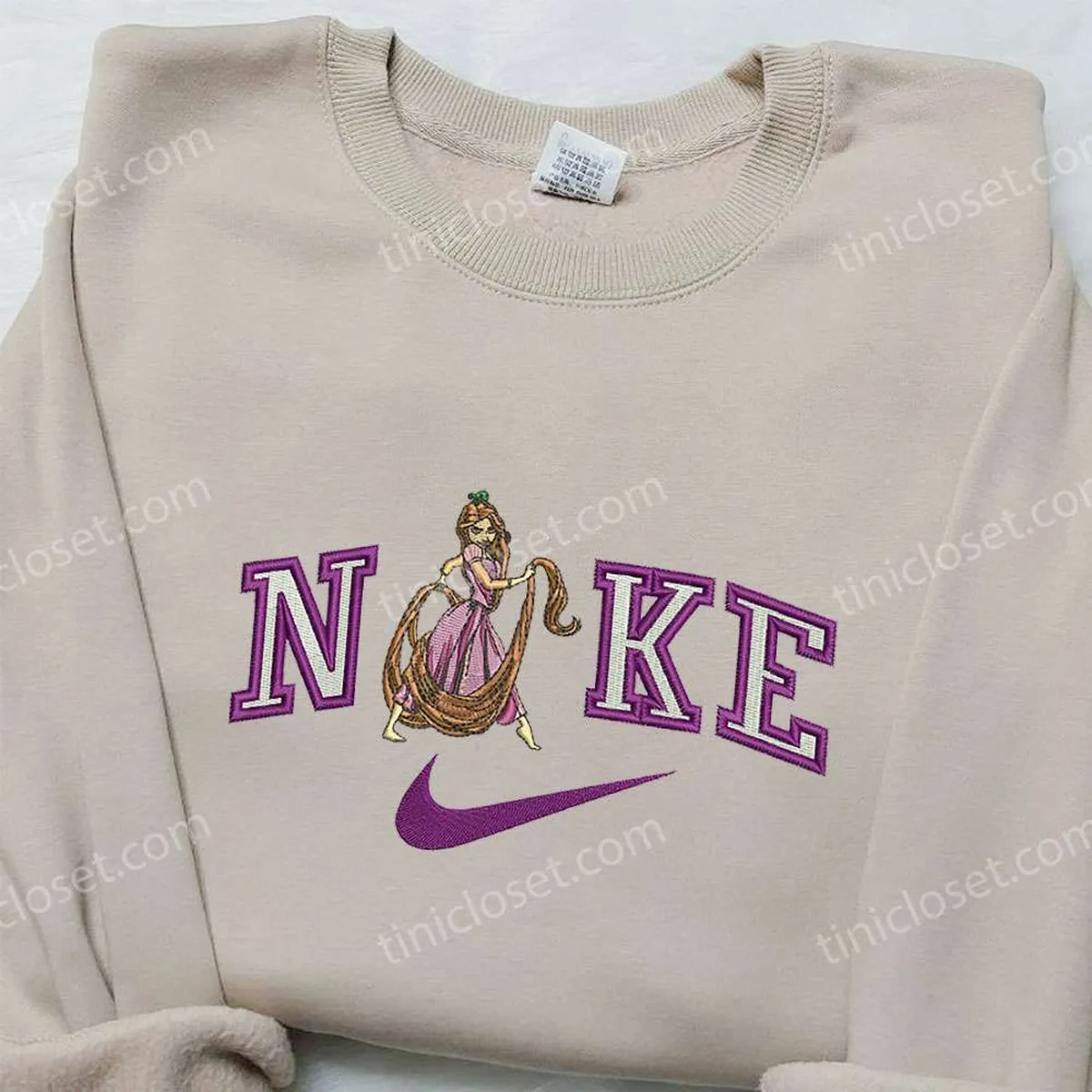 Rapunzel x Nike Embroidered Sweatshirt, Tangled Disney Embroidered Shirt, Nike Inspired Embroidered Shirt