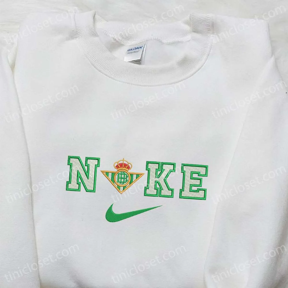 Real Betis Balompie x Nike Sport Embroidered Sweatshirt, Football Embroidered Shirt, Nike Inspired Embroidered Shirt