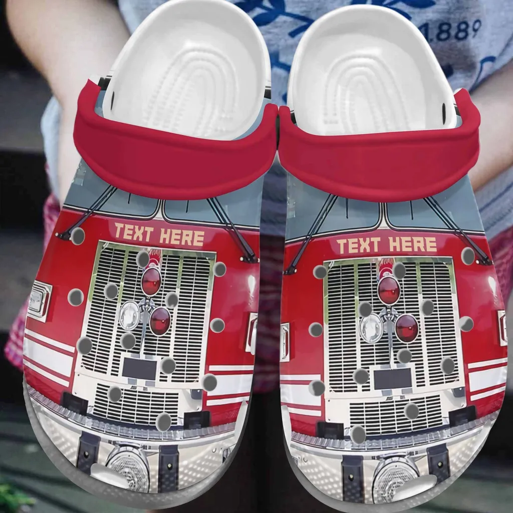 Red Cartoon Firetruck Crocs