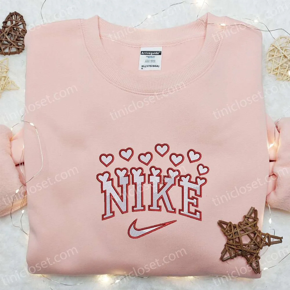 Red Hearts x Nike Embroidered Shirt, Valentine? Day Embroidered Hoodie, Best Gift Ideas For Girlfriend