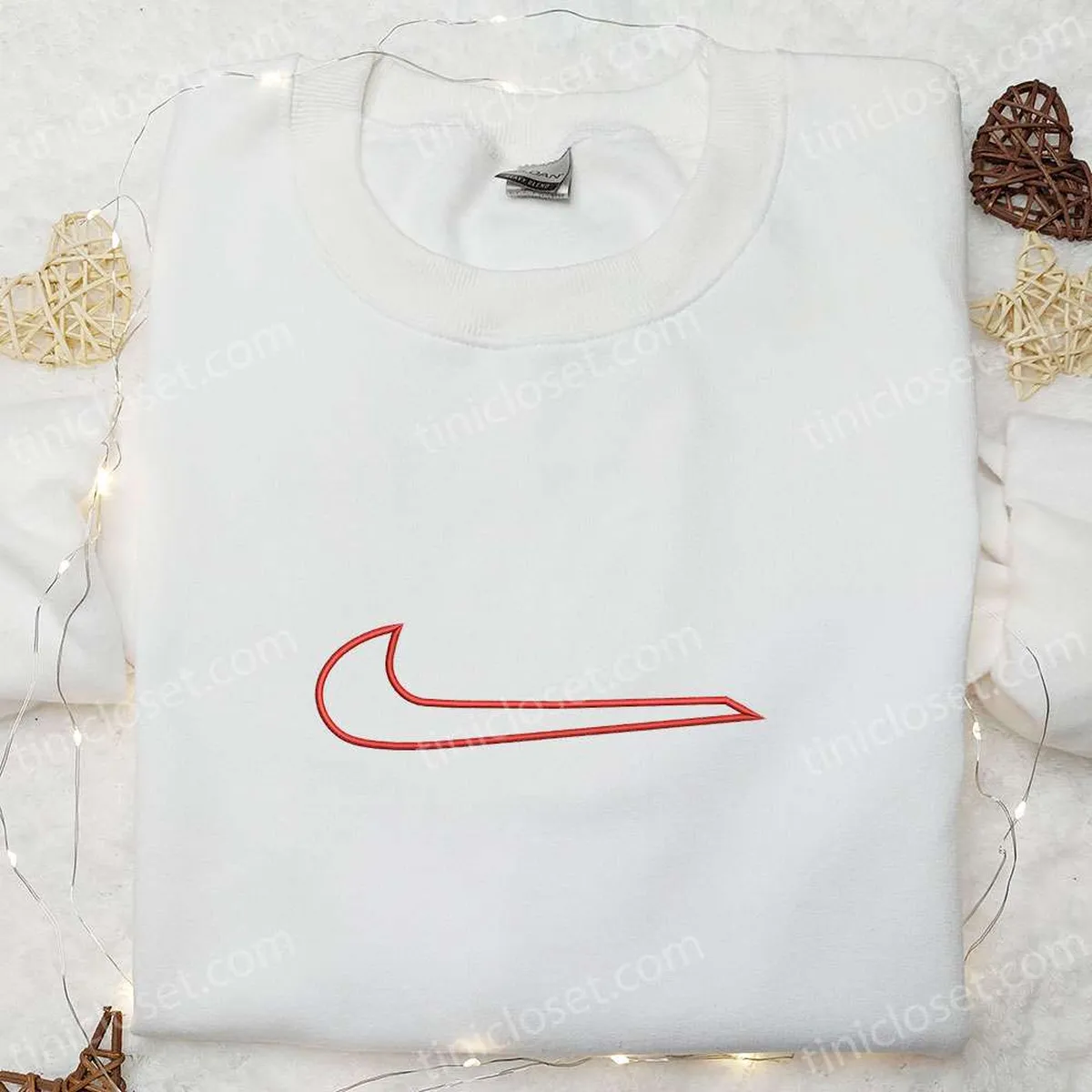 Red Line Nike Swoosh Embroidered Shirt, Nike Inspired Embroidered Hoodie, Best Gifts For Family