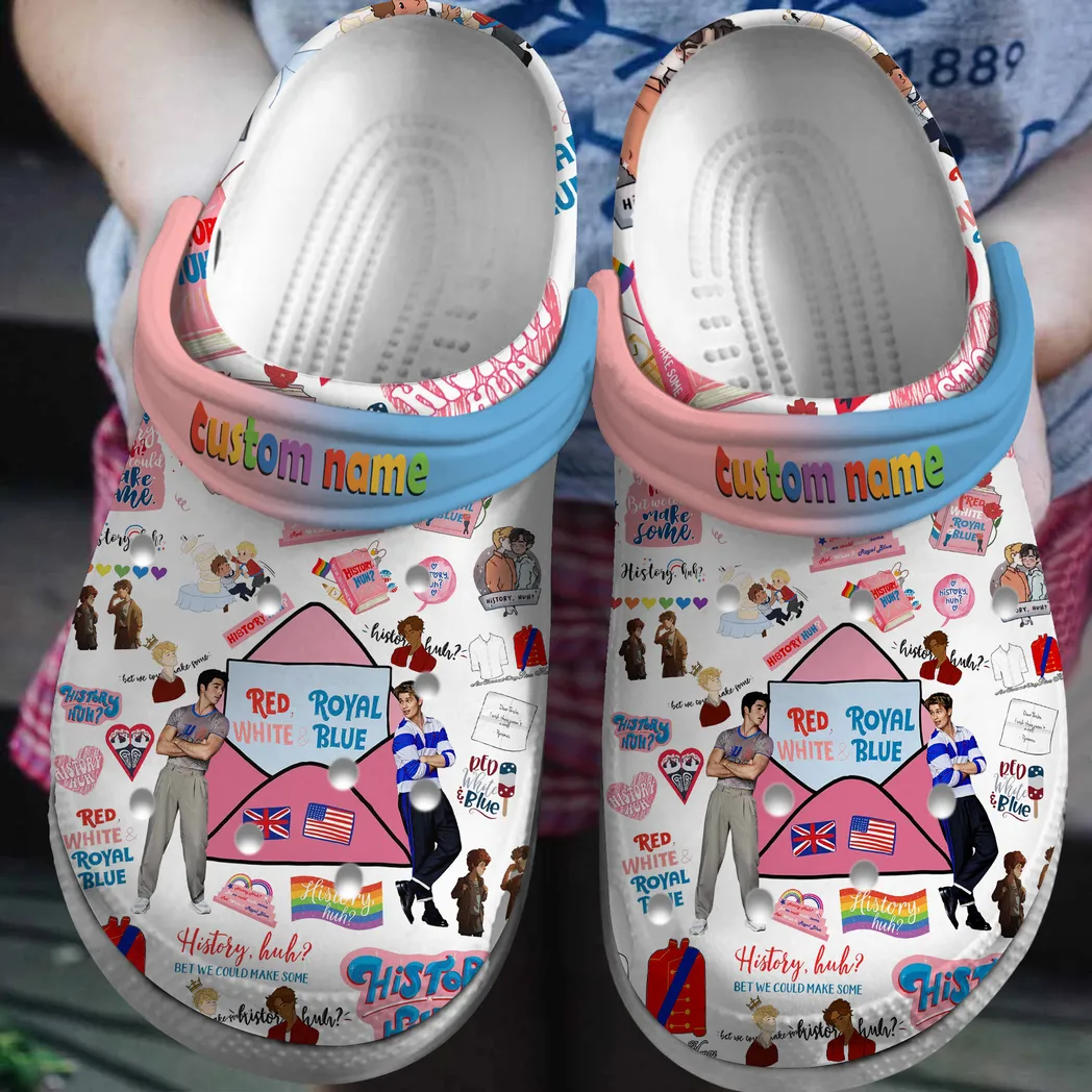 Red White and Royal Blue Movie Crocs Clogs