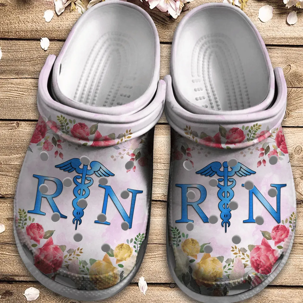 Registered Nurse Flower Gift For Lover Rubber Crocs Clog