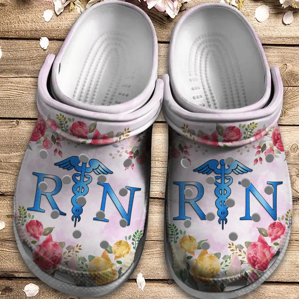 Registered Nurse Flowers Crocs