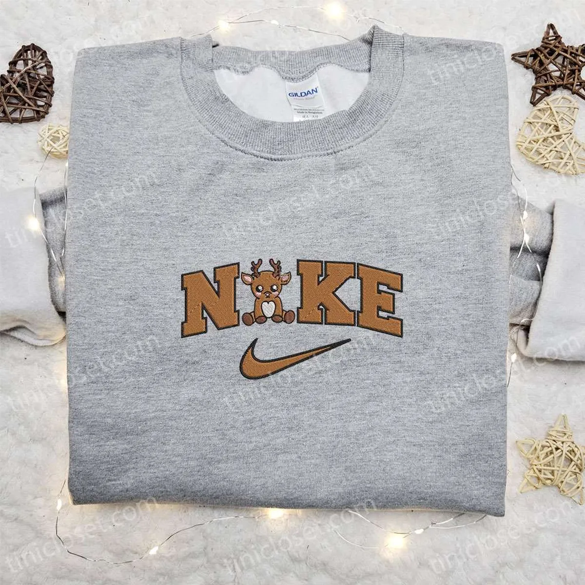 Reindeer Christmas x Nike Embroidered Hoodie, Nike Inspired Embroidered Shirt, Best Christmas Gift Ideas for Family