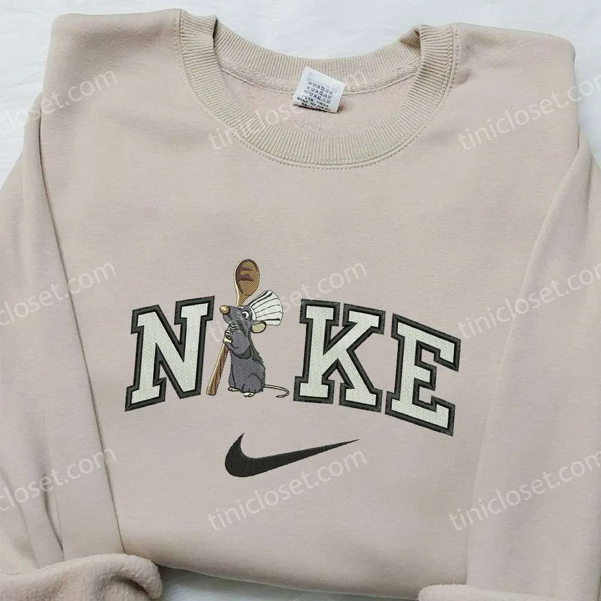 Remy x Nike Embroidered Sweatshirt, Ratatouille Cartoon Embroidered Shirt, Nike Inspired Embroidered Shirt