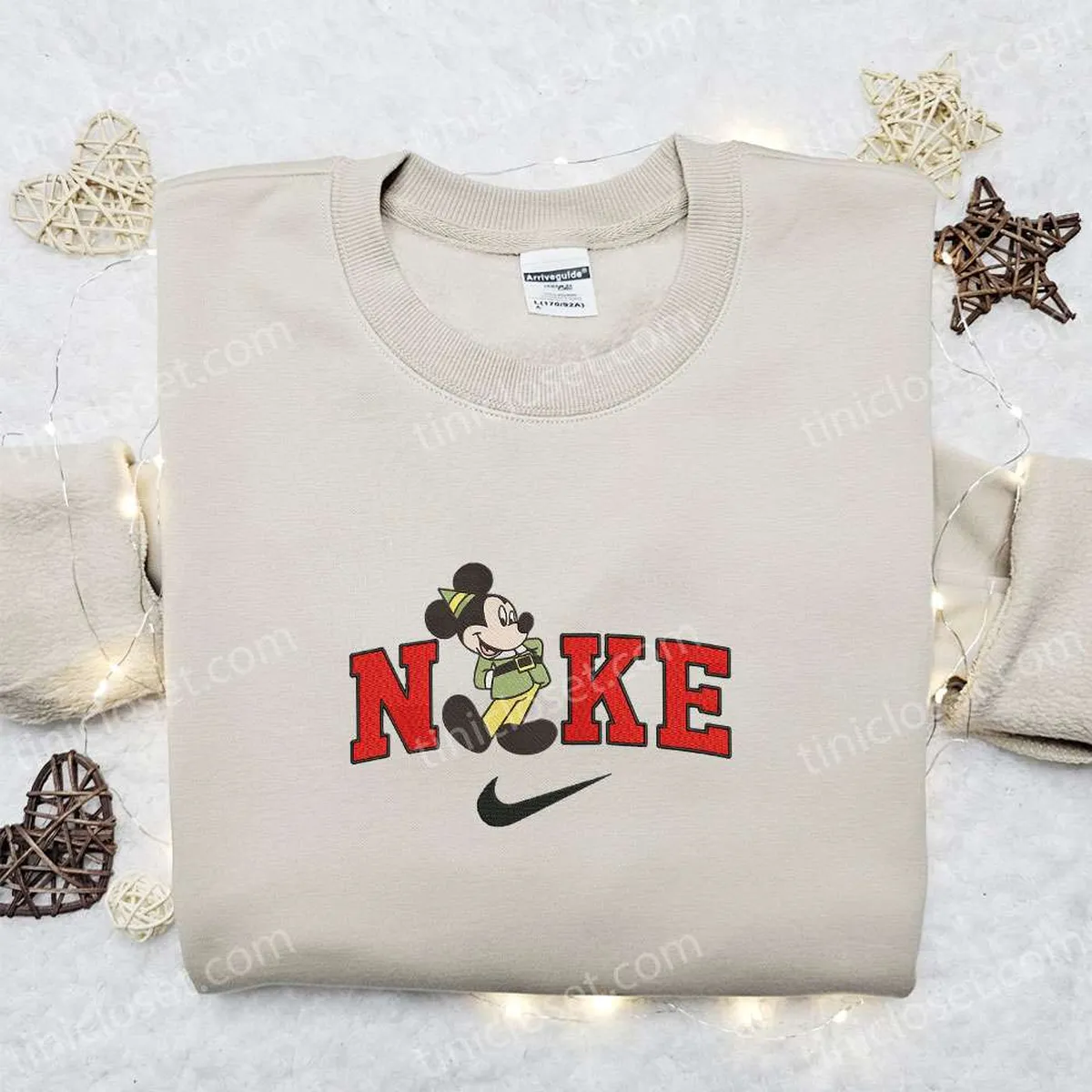 Retro Mickey Elf Christmas x Nike Embroidered Sweatshirt, Disney Characters Movie Merry Christmas Embroidered Shirt, Best Christmas Day Gift Ideas