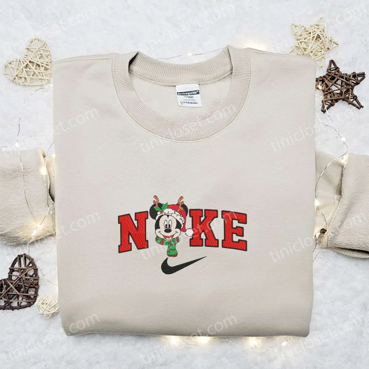 Retro Mickey Reindeer Head Christmas Hat x Nike Embroidered Sweatshirt, Disney Characters Movie Merry Christmas Embroidered Shirt, Best Christmas Day Gift Ideas