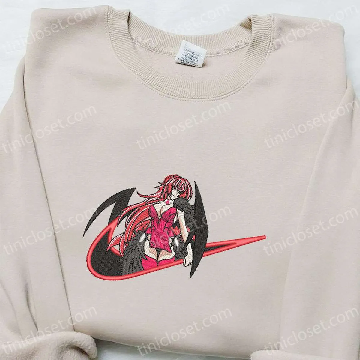 Rias Gremory x Swoosh Anime Embroidered Shirt, High School Embroidered Sweatshirt, Custom Embroidered Hoodie