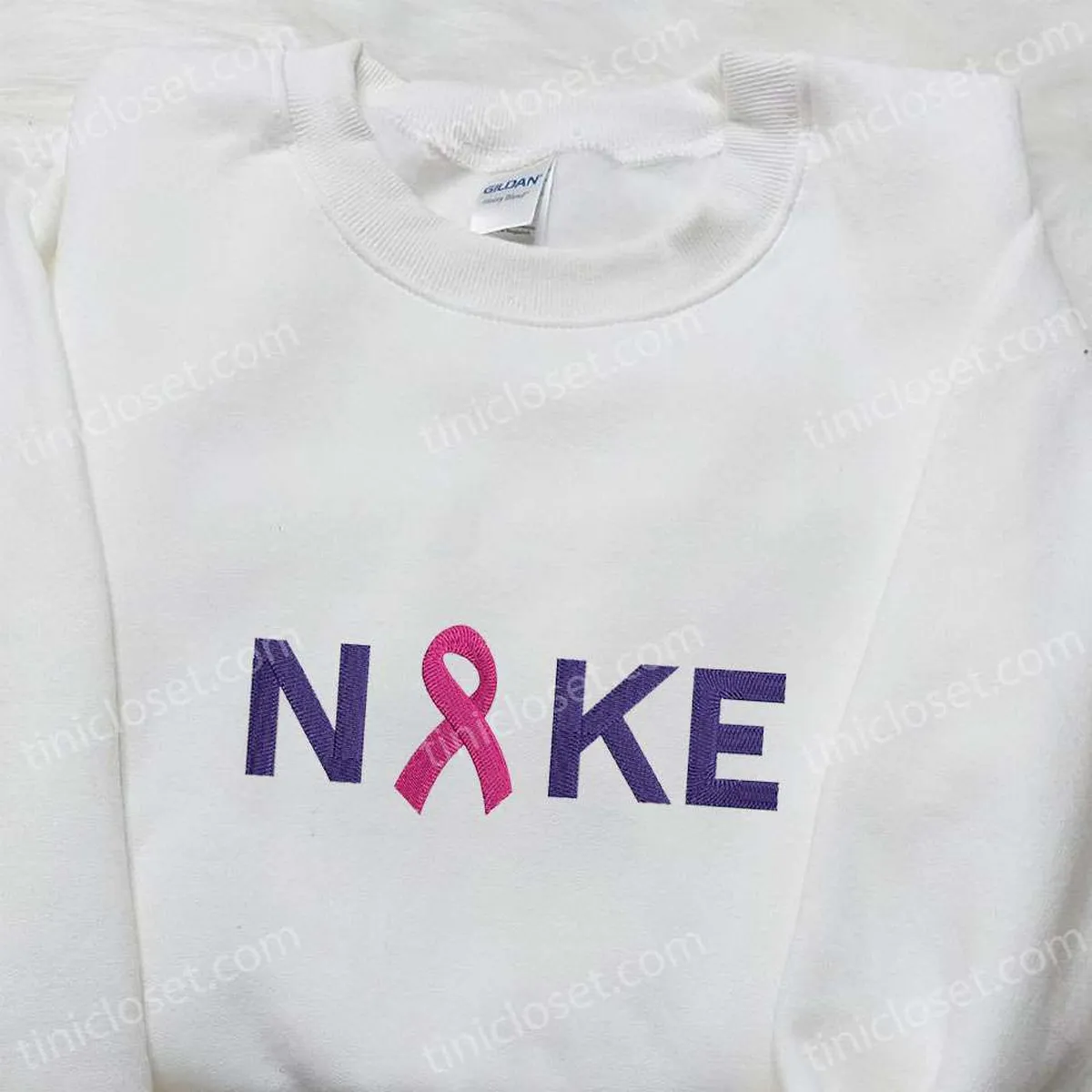 Ribbon x Nike Embroidered Shirt, Nike Inspired Embroidered Sweatshirt, Custom Embroidered Hoodie