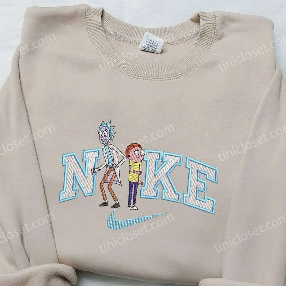 Rick and Morty x Nike Embroidered Sweatshirt, Rick and Morty Cartoon Embroidered Shirt, Nike Inspired Embroidered Shirt