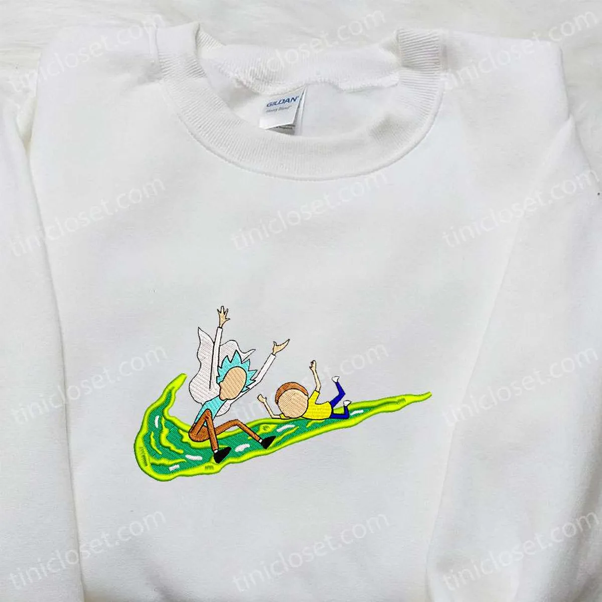 Rick and Morty x Swoosh Cartoon Embroidered Hoodie, Cartoon Clothing, Best Gift Ideas for Family