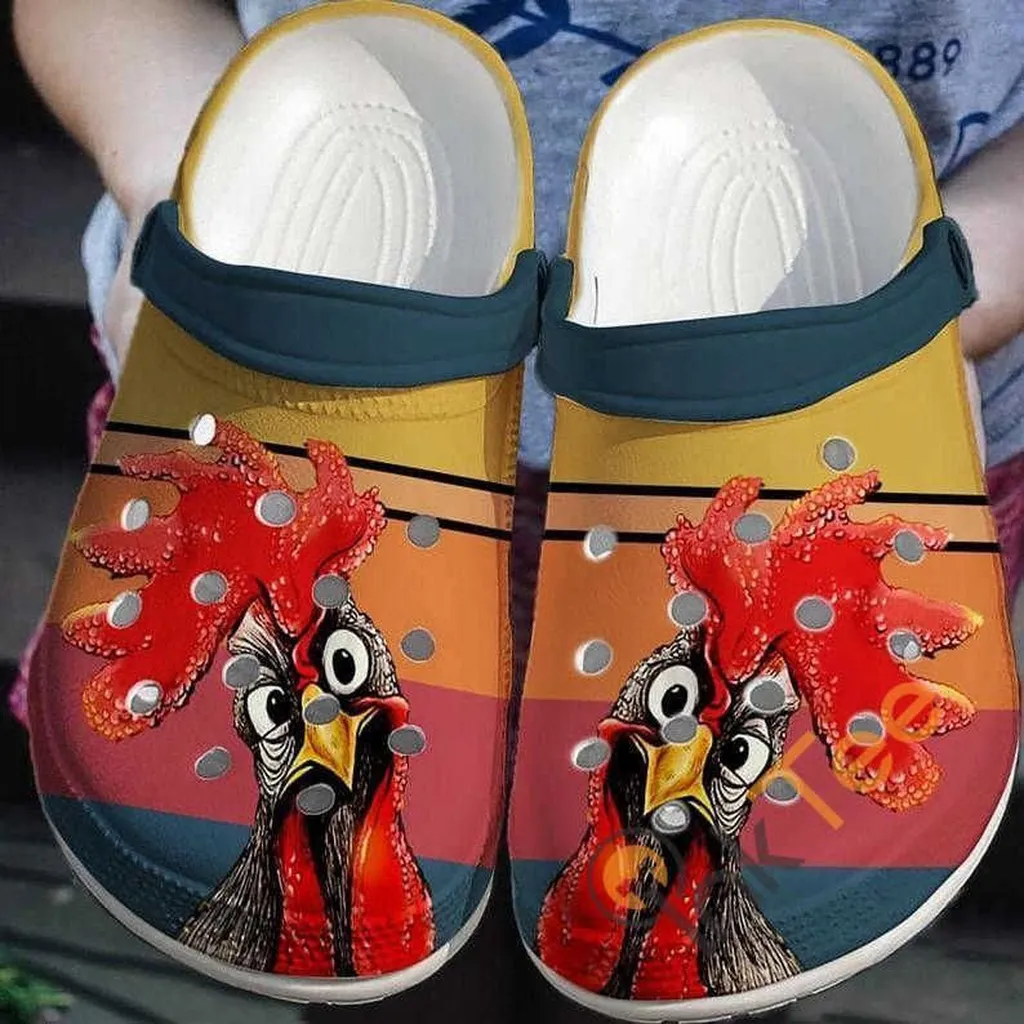 Rooster Peckers Chicken Retro Vintage Crocs Clog