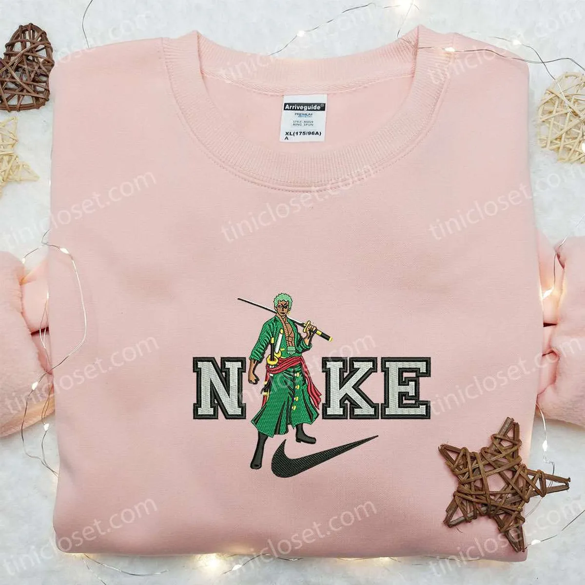 Roronoa Zoro x Nike Anime Embroidered Sweatshirt, One Piece Embroidered Sweatshirt, Nike Inspired Embroidered Hoodie