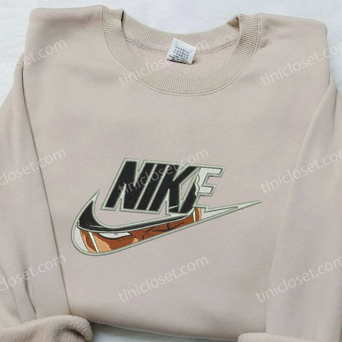 Roronoa Zoro x Nike Embroidered Sweatshirt, One Piece Embroidered Shirt, Nike Inspired Embroidered Shirt