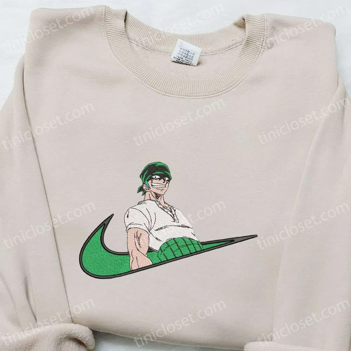 Roronoa Zoro x Swoosh Anime Embroidered Hoodie, One Piece Embroidered Shirt, Best Gift Ideas for Family