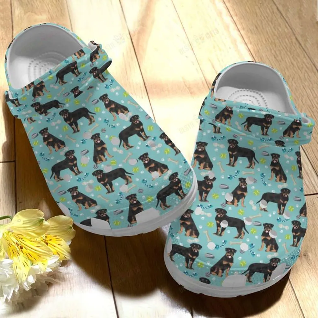 Rottweiler Playful Crocs, Personalized Crocs Classic Clogs