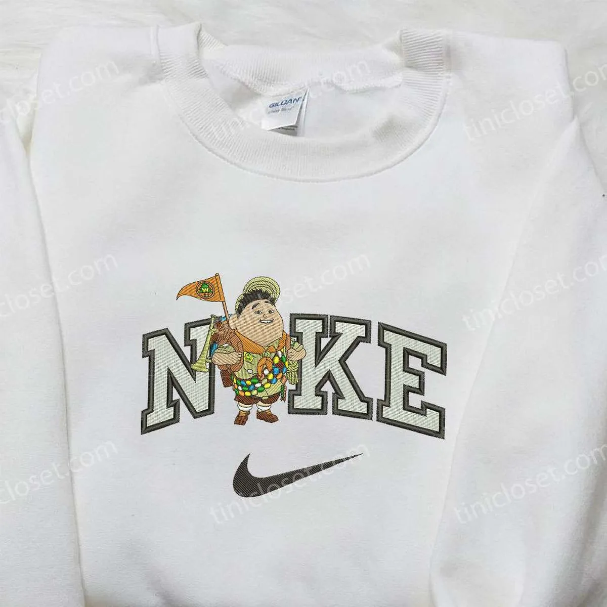 Russel x Nike Embroidered Sweatshirt, Up Walt Disney Cartoon Embroidered Shirt, Nike Inspired Embroidered Shirt