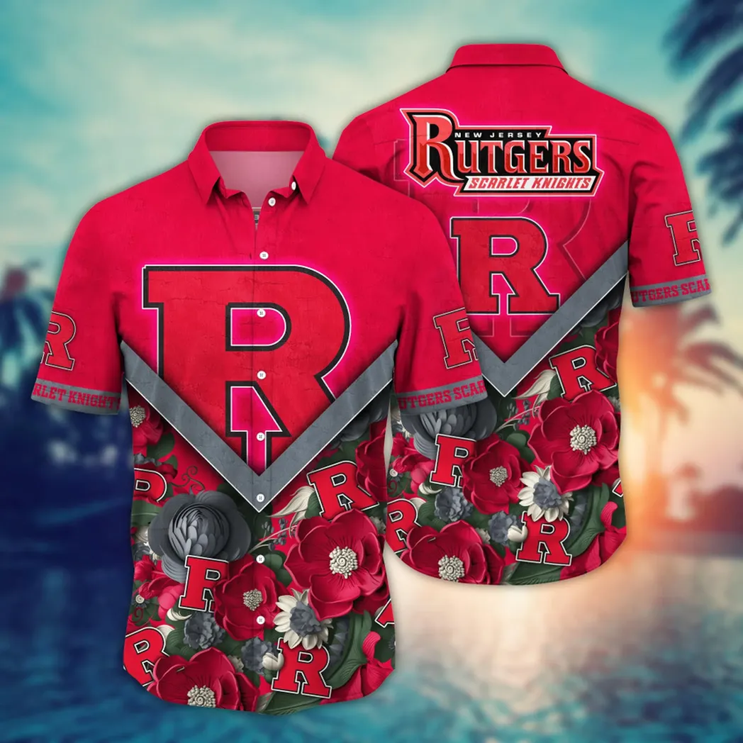 Rutgers Scarlet Knights NCAA Flower Aloha Hawaiian Shirt, Custom Summer Football Shirts VPHWA2451153716