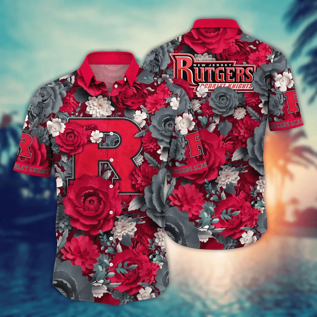 Rutgers Scarlet Knights NCAA Flower Aloha Hawaiian Shirt, Custom Summer Football Shirts VPHWA2451153746