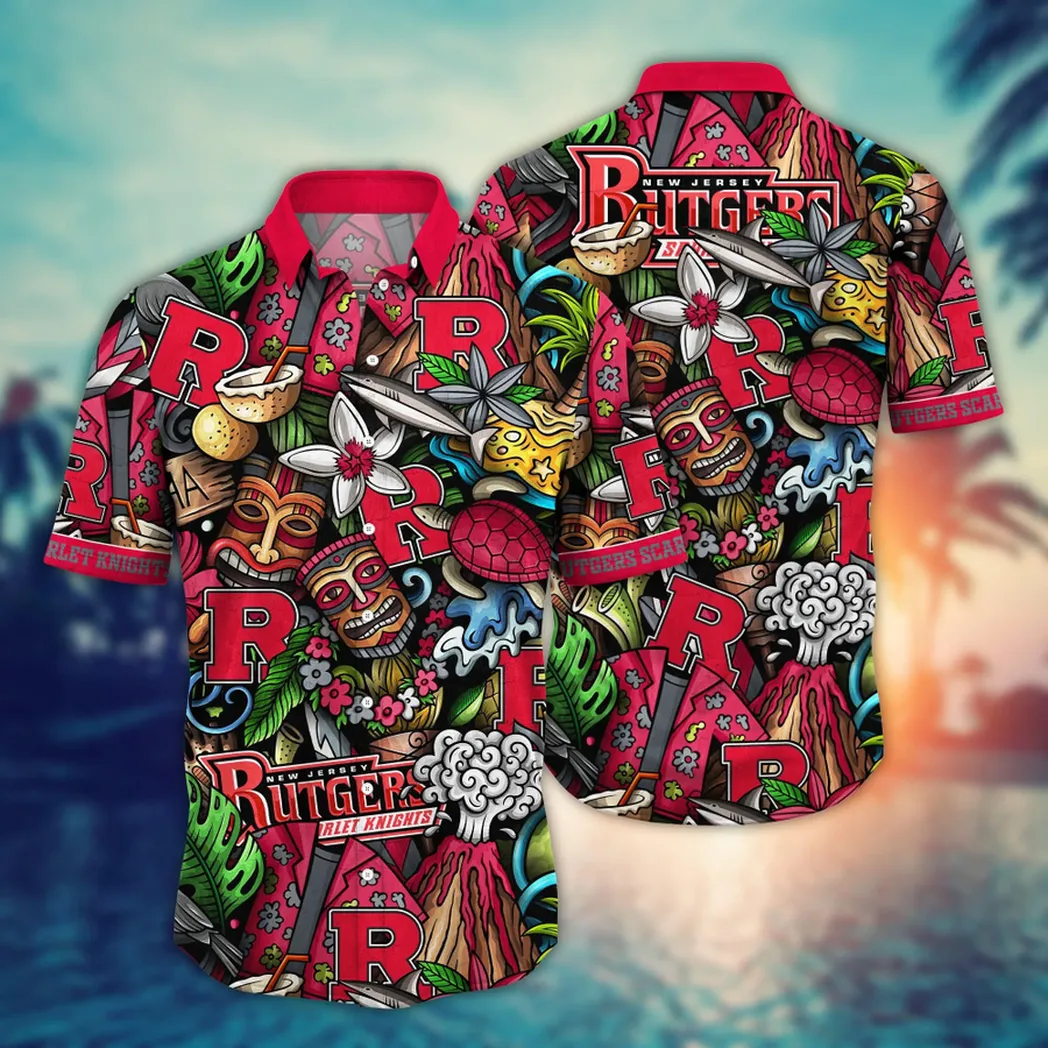 Rutgers Scarlet Knights NCAA Flower Aloha Hawaiian Shirt, Custom Summer Football Shirts VPHWA2451154337