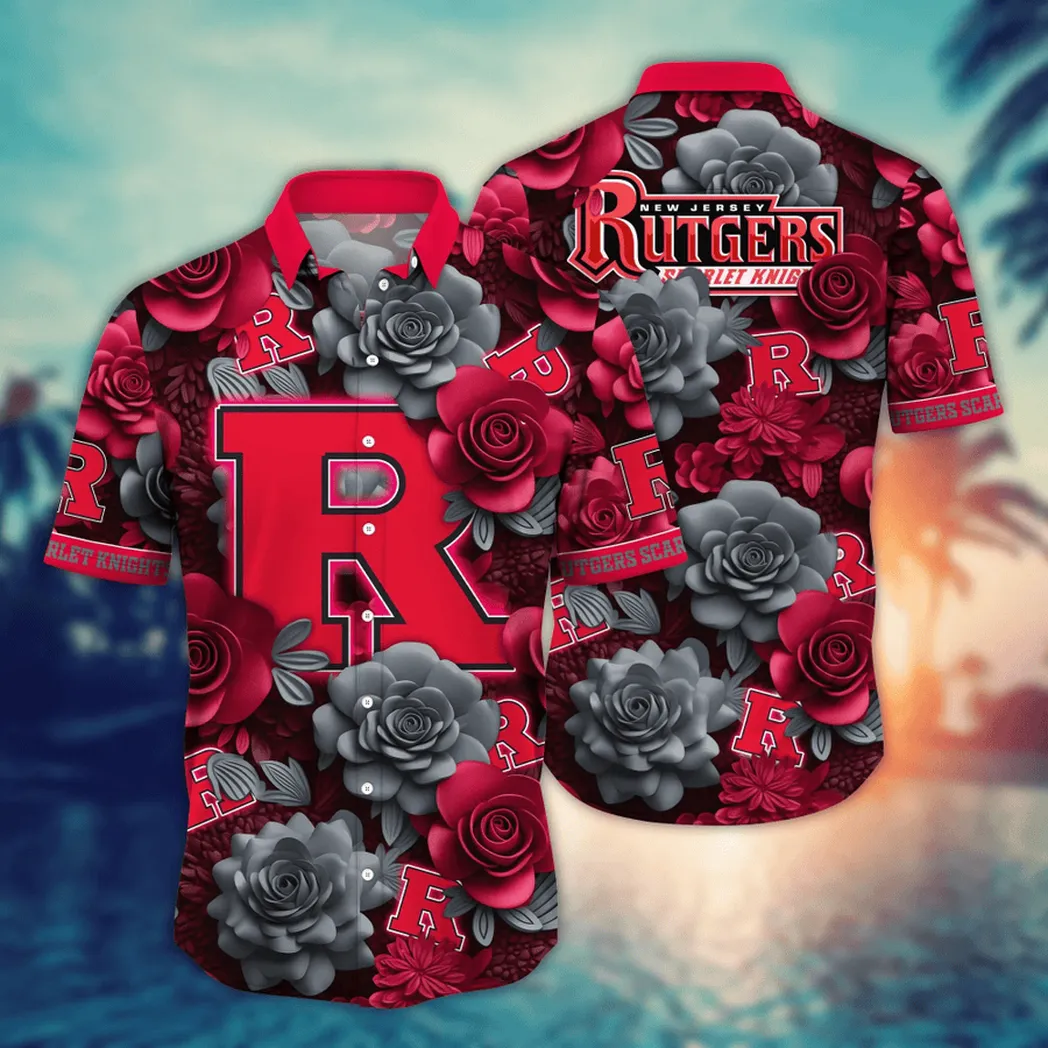 Rutgers Scarlet Knights NCAA Flower Aloha Hawaiian Shirt, Summer Football Shirts VPHWA2451153882