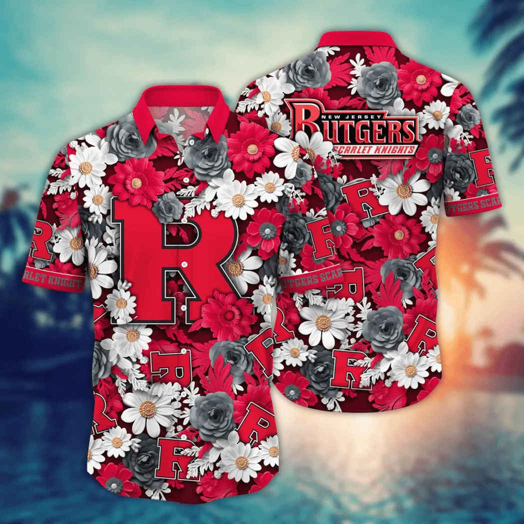 Rutgers Scarlet Knights NCAA Flower Aloha Hawaiian Shirt, Summer Football Shirts VPHWA2451154035