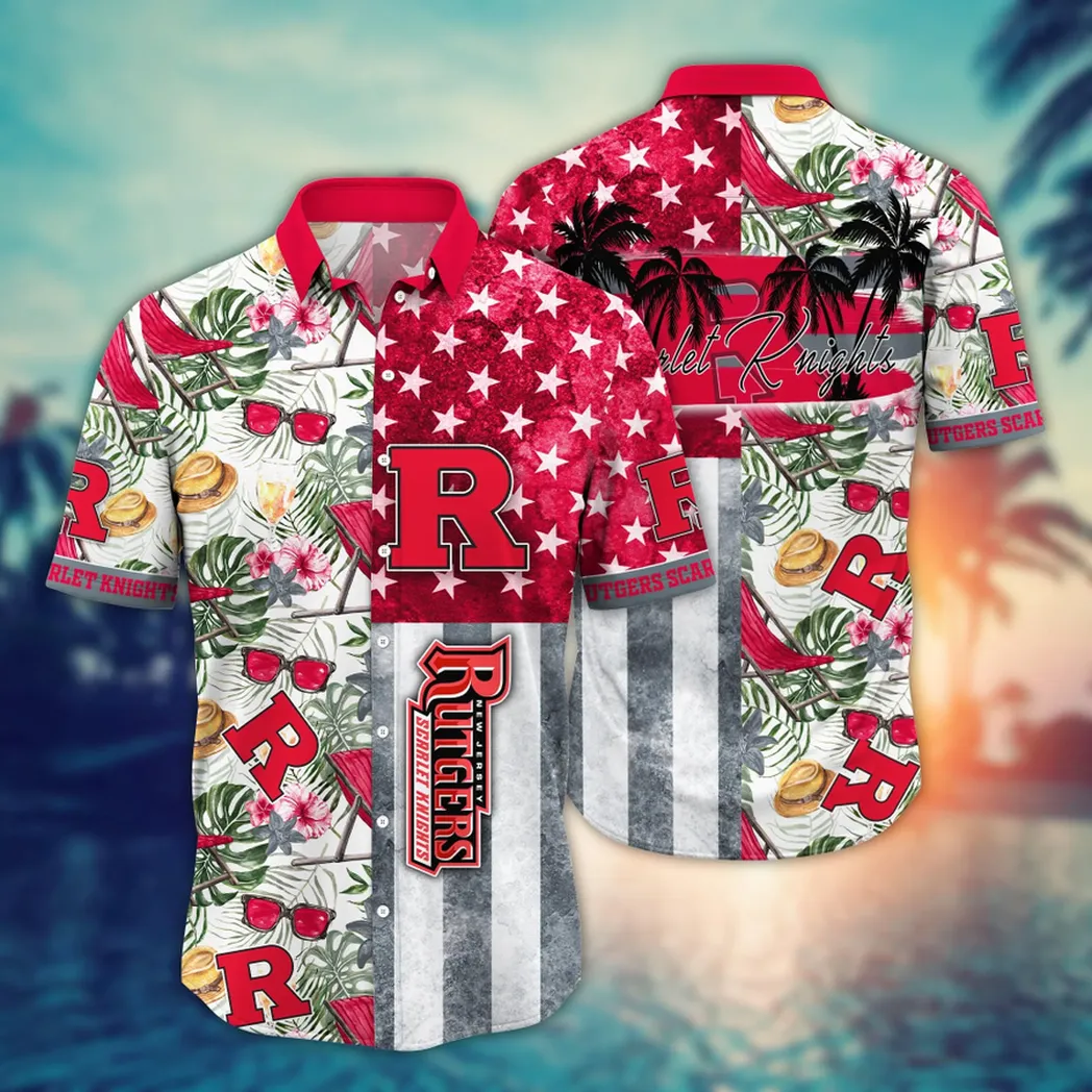 Rutgers Scarlet Knights NCAA Flower Aloha Hawaiian Shirt, Summer Football Shirts VPHWA2451154123