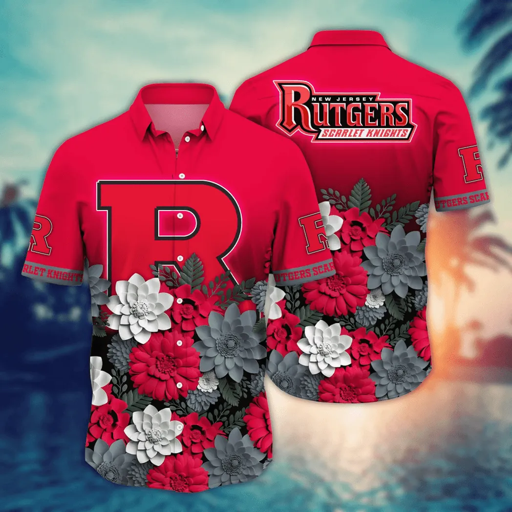 Rutgers Scarlet Knights NCAA Flower Aloha Hawaiian Shirt, Summer Football Shirts VPHWA2451155091